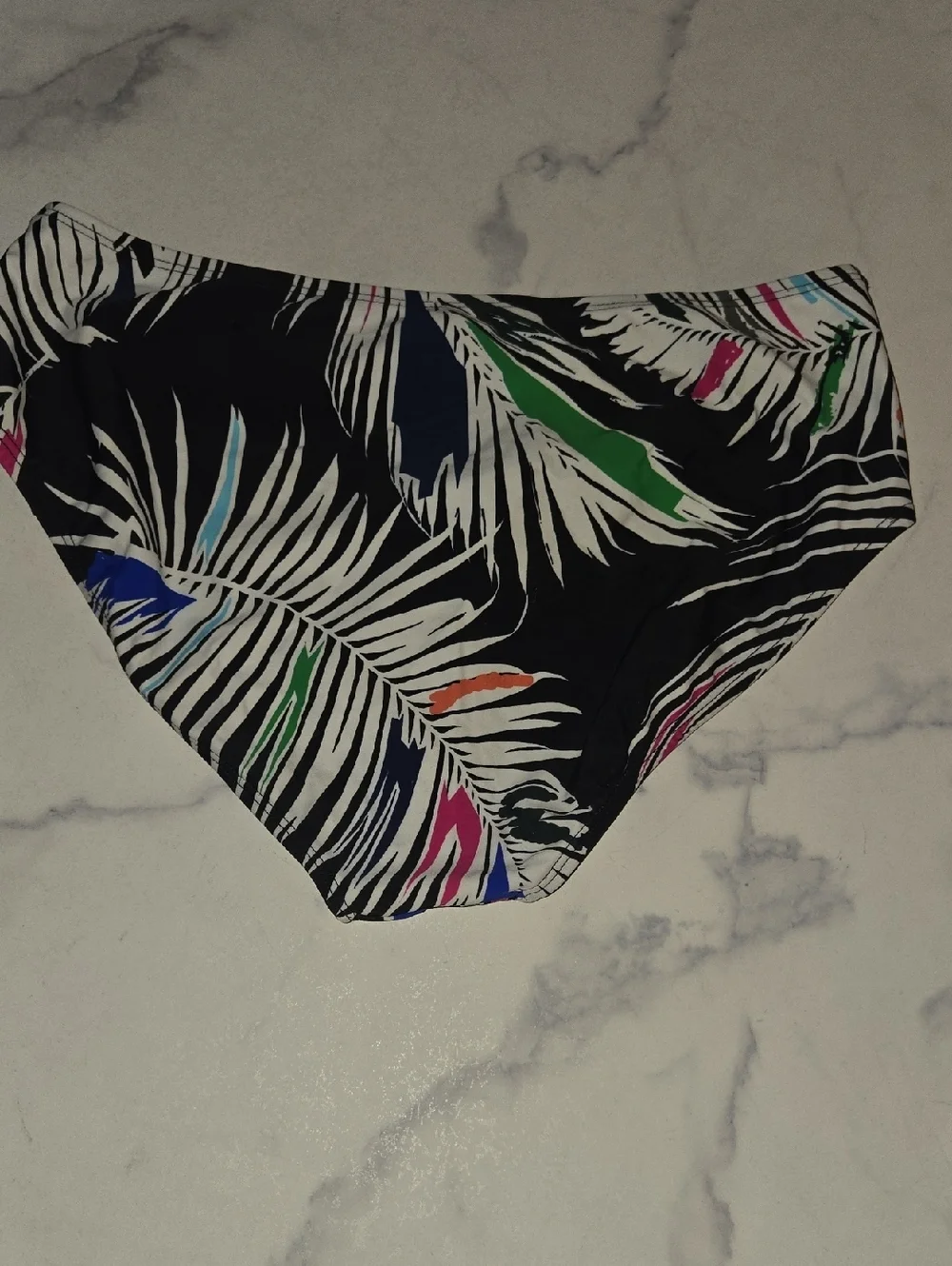 RACHEL Rachel Roy Black High Waist Swim Bikini Bottoms Tropical Beachy Sz L NWT